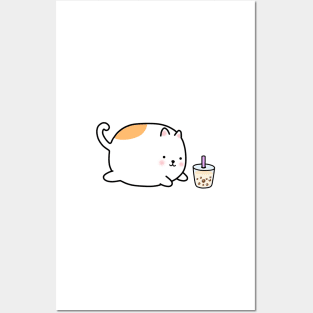 Chubby Boba Cat! Posters and Art